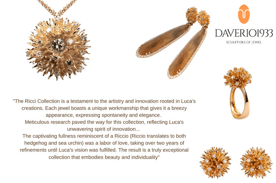 Daverio1933 quote on Ricci collection earrings with spiky sculptural gold texture
