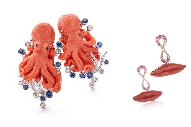 De Simone Fratelli coral, turquoise and cameo statement jewelry