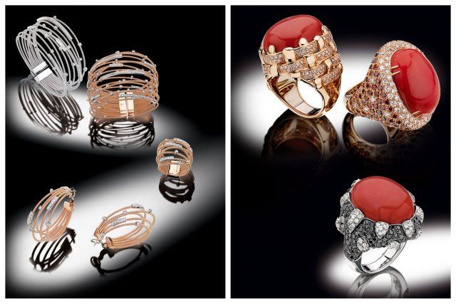 Oro Trend jewelry with carved and cut stones from the Valenza brand
