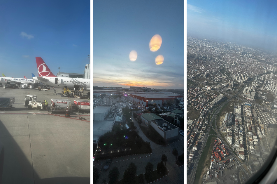 Esther heading to the Istanbul Jewelry Show views from her plane and hotel