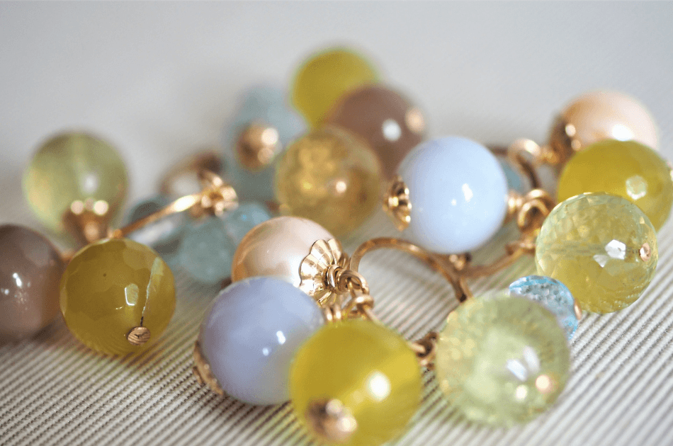 Multicolor gemstone earrings by Jewels by Marthje, bold mixed-stone design