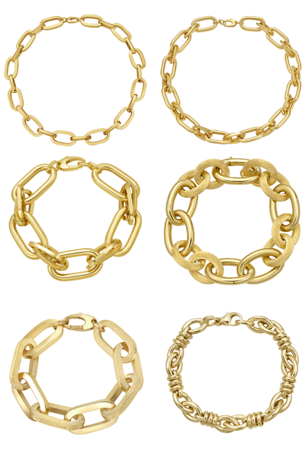 18k gold chain bracelets from Lionheart Jewelry, handmade in New York